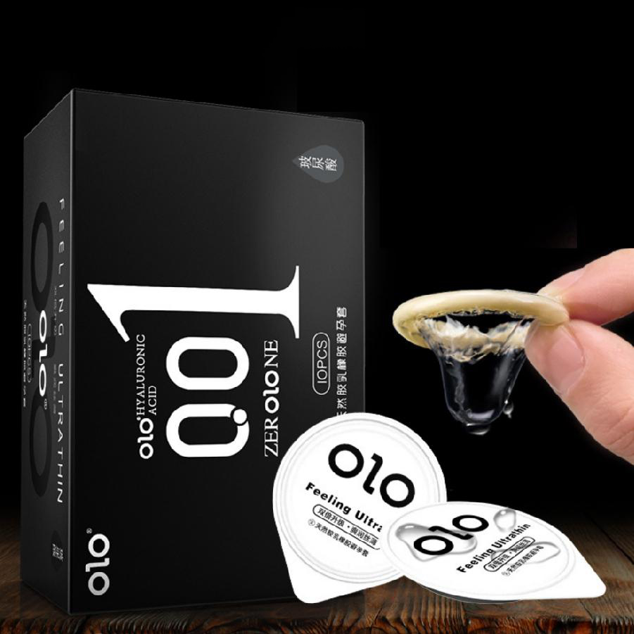 Bao cao su Olo 0.01 đen kéo dài thời gian – Hộp 10 chiếc